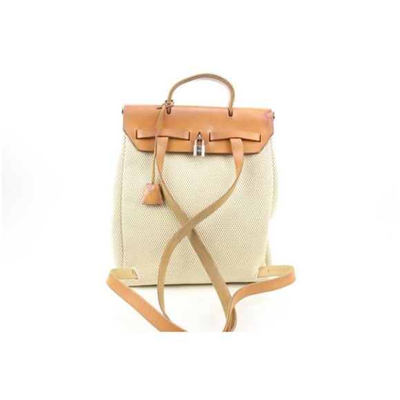 Hermès Beige x Brown Toile Sac a Doc Herbag Backpack 2-in-1 Set 26h131s main image 7